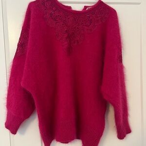 Angora Pink Lace-Detail Sweater